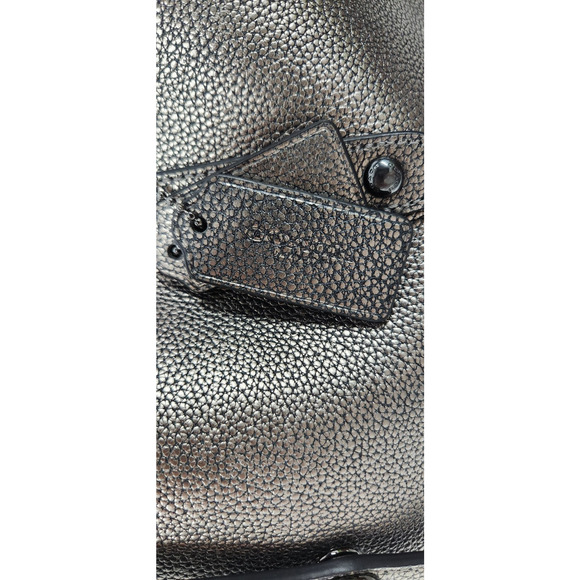 Coach Market Large Gunmetal/Silver/Black Polished Pebble Leather Tote Bag Used - Picture 5 of 14